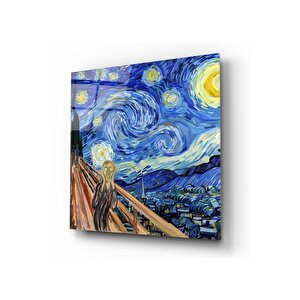 Yıldızlı Gecenin Çığlığı Cam Tablo 80x80 cm