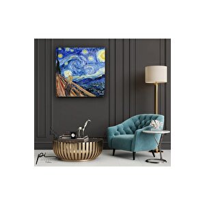 Yıldızlı Gecenin Çığlığı Cam Tablo 80x80 cm