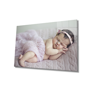 Uyuyan Bebek Cam Tablo Sleeping Baby Table 36x23 cm