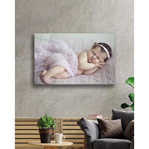 Uyuyan Bebek Cam Tablo Sleeping Baby Table 36x23 cm