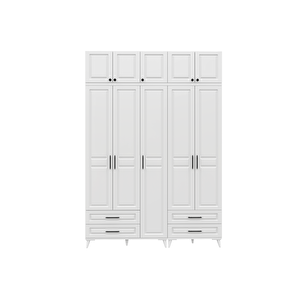 Guneystore Gözde 5 Kapaklı Yüklüklü Komple Mdf Beyaz Gardırop