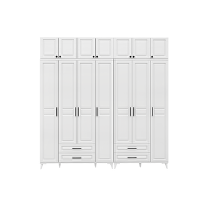 Guneystore Gözde 7 Kapaklı Yüklüklü Komple Mdf Beyaz Gardırop