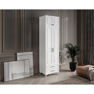 Guneystore Gözde 2 Kapaklı Yüklüklü Komple Mdf Beyaz Gardırop