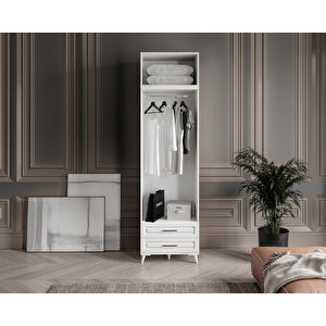Guneystore Gözde 2 Kapaklı Yüklüklü Komple Mdf Beyaz Gardırop