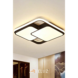 Arteluz Modern Çift Kare Kumandalı 3 Renk Plafonyer Avize