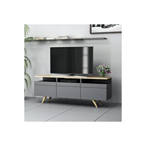 Berlin 150cm 3 Kapaklı Tv Ünitesi Antrasit - Safir Meşe Antrasit