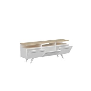 Berlin 150cm 3 Kapaklı Tv Ünitesi Beyaz - Safir Meşe