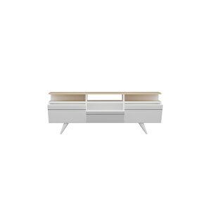 Berlin 150cm 3 Kapaklı Tv Ünitesi Beyaz - Safir Meşe