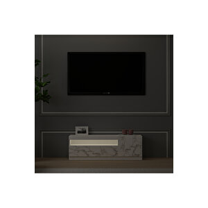 T008 Arya Işıklı Tv Sehpası Sağ Modül Orma Mermer-beyaz