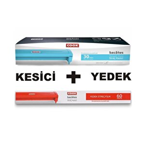 Cook Bas & Kes Streç Kesici Mavi + 60 Metre Yedek Film