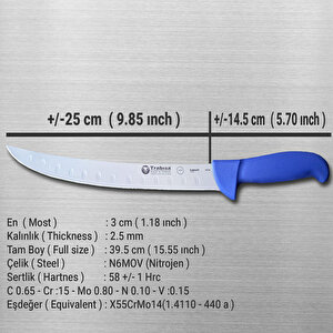 Ultra Keskin Yüksek Kalite Paslanmaz Çelik Oluklu Ve Kavisli Biftek Bıçağı Lazuri Seri 53133 Trabısa
