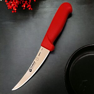 TRABISA 53113 Yüksek Kalite Paslanmaz Çelik 14.5 cm Keskin Kavisli Kasap Bıçağı Dana Kemiksiz Sıyırma Kırmızı Saplı