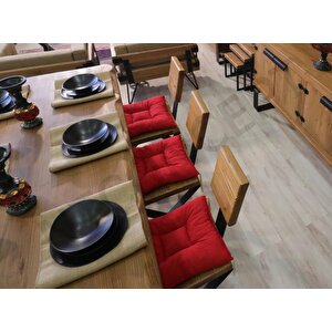 Dalgalı Kenar Loft Sandalyeli Doğal Ahşap Yemek Masası Takımı +4 Sandalye 85x150 cm