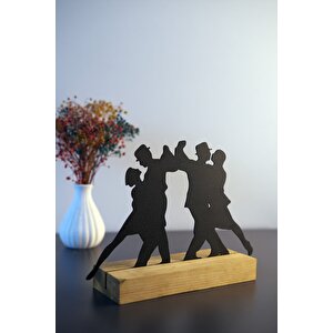 Hediyelik 17x25 Metal Ahşap Dans Tutkusu Masa Ve Raf Dekoru Yılbaşı Hediyesi