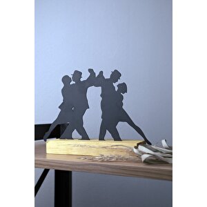 Hediyelik 17x25 Metal Ahşap Dans Tutkusu Masa Ve Raf Dekoru Yılbaşı Hediyesi