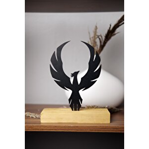 Hediyelik 23x15 Metal Ahşap Anka Kuşu Masa Ve Raf Dekoru Yılbaşı Hediyesi