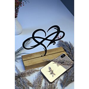 Hediyelik 18x16 Metal Ahşap Sonsuz Aşk Masa Ve Raf Dekoru Yılbaşı Hediyesi
