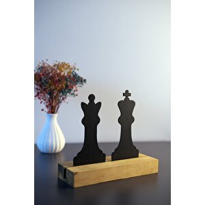 Hediyelik 16x19 Metal Ahşap Şah Ve Vezir Masa Ve Raf Dekoru Yılbaşı Hediyesi