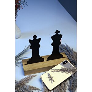 Hediyelik 16x19 Metal Ahşap Şah Ve Vezir Masa Ve Raf Dekoru Yılbaşı Hediyesi