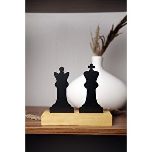 Hediyelik 16x19 Metal Ahşap Şah Ve Vezir Masa Ve Raf Dekoru Yılbaşı Hediyesi