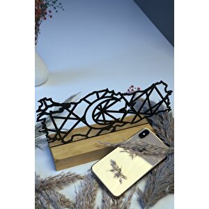 Hediyelik 26x13 Metal Ahşap Türkiye Haritası Masa Ve Raf Dekoru Yılbaşı Hediyesi