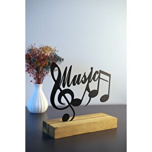 Hediyelik 20x17 Metal Ahşap Müzik Masa Ve Raf Dekoru Yılbaşı Hediyesi