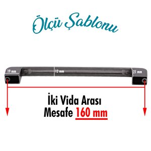Gölcük 160 Mm Mutfak Kulpu Füme Renk Çekmece Dolap Kapak Kulbu Metal Kulp Mobilya Dolabı Kulpları