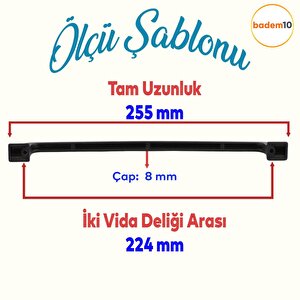 Alperen Düz Mobilya Mutfak Dolabı Çekmece Dolap Kapak Kulpu Kulbu Metal Kulp Siyah 224 Mm