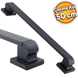 Bersel Sürgülü Kapı Çekme Kolu Tutma Kulpu Kulbu Çelik Dış Kapı Tutamağı Kol Siyah 50 Cm