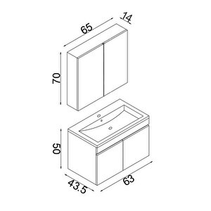 Teta Home Tokyo 65 Cm Mdf Banyo Dolabı Seti