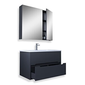 Madrid 80 Cm Mdf Banyo Dolabı Seti Antrasit