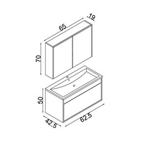 Teta Home Mersin 65 Cm Mdf Banyo Dolabı Seti