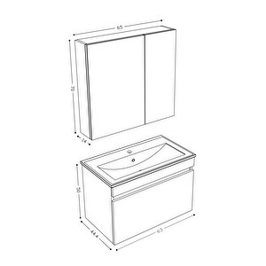 Teta Home Mersin 65 Cm Mdf Banyo Dolabı Seti