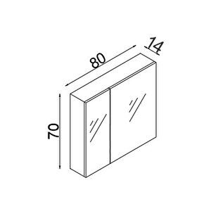 Kahire 80cm Mdf Banyo Aynalı Üst Dolap Antrasit