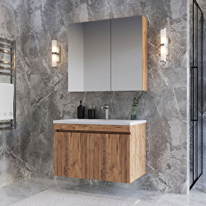 Tokyo 65 Cm Mdf Banyo Dolabı Seti Atlantik Çam