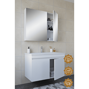 Tokyo 80 Cm Mdf Banyo Dolabı Seti Beyaz