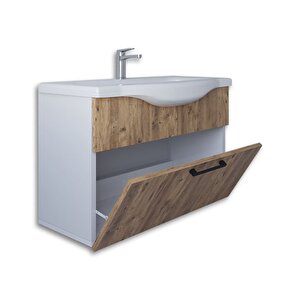 Eko 80 Cm Mdf Banyo Lavabolu Alt Dolap Çam Beyaz