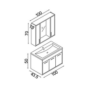 Teta Home Lizbon 100 Cm Mdf Banyo Dolabı Seti