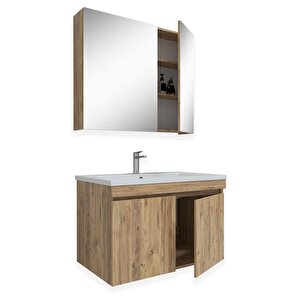 Tokyo 80 Cm Mdf Banyo Dolabı Seti Atlantik Çam