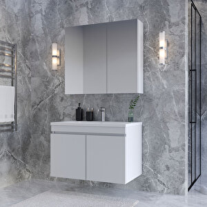 Tokyo 65 Cm Mdf Banyo Dolabı Seti Beyaz