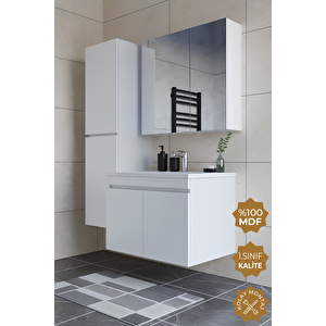 Tokyo 80 Cm Mdf Banyo Dolabı Seti +boy Dolabı Beyaz