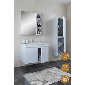 Tokyo 80 Cm Mdf Banyo Dolabı Seti +boy Dolabı Beyaz