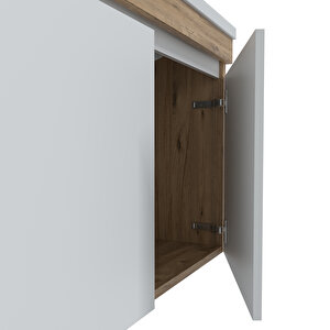 Tokyo 65 Cm Mdf Banyo Dolabı Seti + Boy Dolabı Beyaz - Meşe