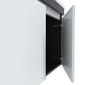 Tokyo 80 Cm Mdf Banyo Dolabı Seti Antrasit Beyaz