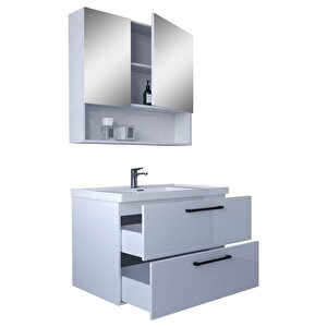 Batum 65 Cm Mdf Banyo Dolabı Seti Beyaz