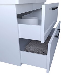 Batum 65 Cm Mdf Banyo Dolabı Seti Beyaz
