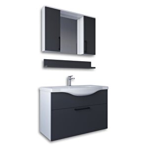 Eko 80 Cm Mdf Banyo Dolabı Seti Beyaz - Antrasit