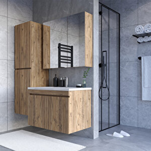 Tokyo 65 Cm Mdf Banyo Dolabı Seti + Boy Dolabı Atlantik Çam