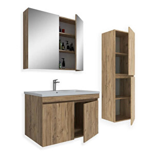 Tokyo 65 Cm Mdf Banyo Dolabı Seti + Boy Dolabı Atlantik Çam