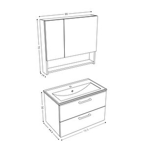 Teta Home Batum 80 Cm Mdf Banyo Dolabı Seti